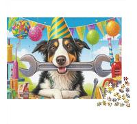 Chien de Berger 1000 Pièces Puzzle Unique Jeu Cadeau Unique Collie avec Clef Puzzles Jouets De Difficiles pour Adultes Et Enfants 38x26cm/1000pcs