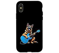 Chien de Berger Allemand Amusant Jouant de la Guitare électrique Coque pour iPhone X/XS