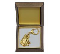 Berger allemand, Berger d'Alsace, Berger alsacien - Porte-clés doré avec ch