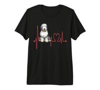 Chien de Berger Anglais avec Battement de cœur T-Shirt Haut de Gamme