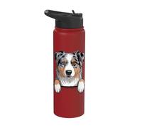 Chien de berger australien avec poche Stainless Steel Insulated Water Bottle