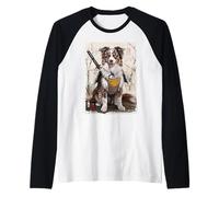 Chien de Berger Australien samouraï Japonais Vintage Cadeau Manche Raglan