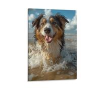 Chien de berger australien Tableau Décoratif Imprimé Sur Toile Street Art Graffiti Toile Peinture Mur Art Affiches Et Impressions Oeuvre Photo Pour Salon Décor Cadeau De Noël 12x18inch(30x45cm)