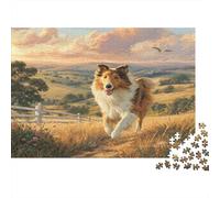 Chien de Berger Courir Puzzle 1000 Pièces en Carton Épais Et Robuste, Jeu De Puzzle Classique Maintenir De La Mémoire pour Une Soirée Entre Amis, Ambiance Cocooning Hiver 70x50cm/10