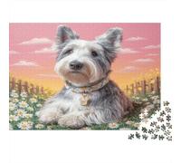 Chien de Berger Gris Puzzle 1000 Pièces pour Adultes Papier Paysage Champêtre Couché du Soleil Détente 52x38cm/1000pcs