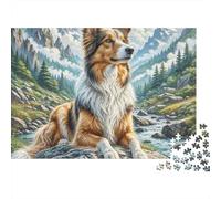 Chien de Berger polonais des Basses Terres 1000 Pièces Puzzle Unique Décoration Moderne moutonsdog on Mountain Rock Puzzle Jouets De Difficiles pour Adultes 52x38cm/1000pcs