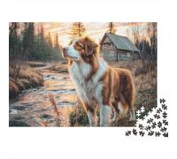 Chien de Berger Puzzle 1000 Pièces pour Adultes Paysage Campagne Jeu de Puzzle Détente Décoration Maison 52x38cm/1000pcs