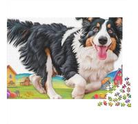 Chien de Berger Puzzle 1000 Pièces - Puzzle Cozy Soir D’Hiver, Carton Premium, Challenge en Duo, Poster pour Déco, 52x38cm/1000pcs