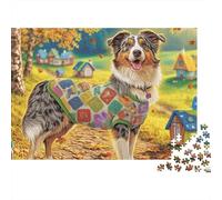 Chien de Berger Puzzle 1000 Pièces - Puzzle Cozy Soir D’Hiver, Carton Premium, Challenge en Duo, Poster pour Déco, 70x50cm/1000pcs
