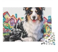 Chien de Berger Puzzle 1000 Pièces - Puzzle Cozy Soir D’Hiver, Carton Premium, Challenge en Duo, Poster pour Déco, 52x38cm/1000pcs