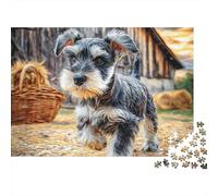 Chien de Compagnie 1000 Pièces Puzzle Unique Belle Décoration Familiale Mini Schnauzer à la Ferme Puzzle Jouets De Jeu pour La Famille 70x50cm/1000pcs