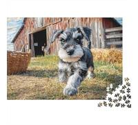 Chien de Compagnie 1000 Pièces Puzzle Unique Jeu Cadeau Unique Mini Schnauzer à la Ferme Puzzles Jouets De Jeu pour Adultes Et Enfants 52x38cm/1000pcs