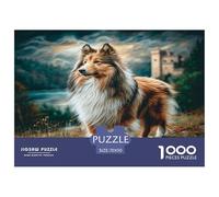 Chien de Compagnie Collie coloré dans Un Paysage - Puzzle de 1000 pièces pour Adultes - Décoration Magnifique - Développement cérébral - 70 x 50 cm
