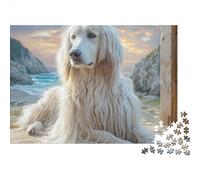Chien de Compagnie Mignon 1000 Pièces Puzzle Unique Jeu Cadeau Unique Chien Afghan sur la Rive Puzzles Jouets De Difficiles pour Adultes 52x38cm/1000pcs