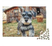 Chien de Compagnie Mignon 1000 Pièces Puzzle Unique Jeu Cadeau Unique Mini Schnauzer à la Ferme Puzzle Jouets De Difficiles pour La Famille 38x26cm/1000pcs