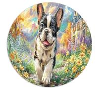 Chien de Compagnie Mignon Puzzles Art Déco 1000 Pièces BullChien français in Street Jigsaw Puzzle Jeu De Décompression Idées Cadeaux Aux Adultes Et Enfants 1000pcs (67.5x67.5cm)