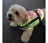 Chien De Compagnie RGB Coloré Lumineux Vêtements Réglables Gilet Harnais pour Animaux De Compagnie Fibre Optique Brillant Vêtements pour Animaux De Compagnie LED Fibre Optique Gile, XL