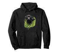 Chien de Laboratoire Noir dans l'herbe Retriever Canine Art Nature Sweat à Capuche