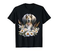 Chien de lévrier Afghan Summer Daisy Wildflowers T-Shirt Graphique avec Valeur, Homme, Noir, S