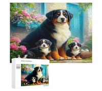 Chien de Montagne Bernois Puzzle 500 Pièces Vision 3D Artistique Cute Chien Pet Jeu D'Intelligence Éducatif pour Adultes Et Enfants Cadeau Unique Famille Relaxation 500 PCS