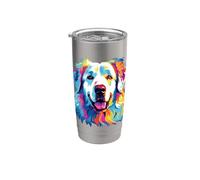 Chien de montagne des Pyrénées à l'aquarelle Gobelet isotherme en acier inoxydable double paroi