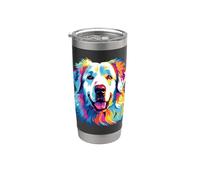 Chien de montagne des Pyrénées à l'aquarelle Gobelet isotherme en acier inoxydable double paroi