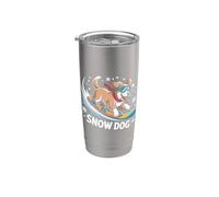 Chien de neige Snowboard Chiot Mignon Sports d'hiver Snowboard Chien Gobelet isotherme en acier inoxydable double paroi
