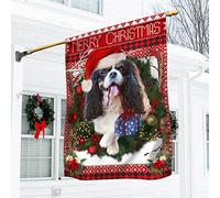 Chien De Noël Caviler King Charles Spaniel Jardin Signe Supérieure Drapeaux De Pirate Coupe-Vent Et Étancheune Drapeau De Décoration Décoration Pour Porche Maison Extérieure S