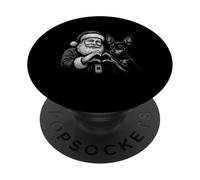 Chien de Noël Miniature en Forme de cœur Père Noël PopSockets PopGrip Adhésif