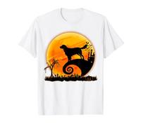 Chien de Retriever à Poil Plat et Chien drôle de Lune T-Shirt Graphique avec Valeur, Homme, Blanc, S