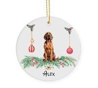 Chien De Saint-Hubert Rouge Céramique Ornements De Noël, avec Ficelle Pendentif pour Décorations 7.3Cm Décoration Sapin De Noel