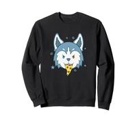 Chien de traîneau Husky avec Langue à Pizza Sweatshirt