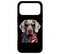 Chien de Weimar américain propriétaire du Jour de l'Incependence du 4 Juillet Coque pour iPhone 17 Pro Max