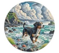 Chien d'eau Portugais Puzzle Rond 1000 Pièces Chien de Compagnie Enfants Encastrement Facile Qualité Premium Relaxation Activité Artistique Éduchative 1000pcs (67.5x67.5cm)