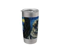 Chien des Carpates roumain Van Gogh Nuit étoilée Gobelet isotherme en acier inoxydable double paroi