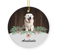Chien des Pyrénées Céramique Ornements De Noël, avec Ficelle Céramique À Suspendre 7.3Cm Décoration Arbre De Noël Pendentif