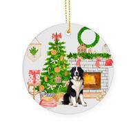 Chien des Pyrénées Noir Céramique Ornements De Noël, avec Ficelle Céramique À Suspendre 7.3Cm Décoration De Noël en Porcelaine