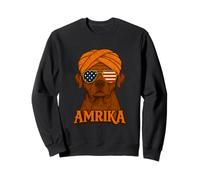 Chien Desi patriotique avec lunettes américaines et turban indien Sweatshirt