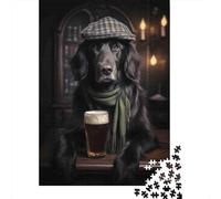 Chien Détective Pub Nuit Puzzle 1000 Pièces Puzzle en Famille Scène de Nuit Puzzle pour Adultes Papier Détente Décoration Cadeau Concentration 70x50cm/1000pcs