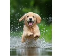 Chien Diamond Painting Lac Diamond Painting Enfants DIY Kit Adultes 5D Diamant Peinture Bricolage Adultes Mosaïque Fabrication Cadeau Fille 9 Ans Point de Croix Kit pour Décoration Murale Maison