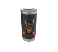 Chien Dobermann mignon Doberman Pinscher Peeking Gobelet isotherme en acier inoxydable double paroi