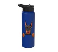 Chien Dobermann mignon Doberman Pinscher Peeking Stainless Steel Insulated Water Bottle