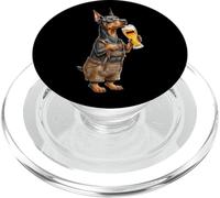 Chien Dobermann Mignon drôle boit de la bière Drapeau de l'Allemagne PopSockets PopGrip pour MagSafe