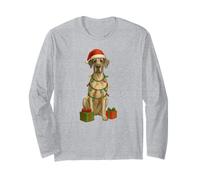 Chien Dogue Allemand de Noël, lumières de Noël, Chapeau de Père Noël Manche Longue