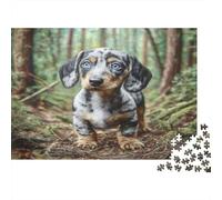 Chien Domestique Carton Teckel marqué dans Le sous-Bois forestier Puzzle Classique Cadeau Secret de Noël de Collection 70x50cm/1000 pièces