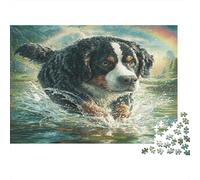 Chien Domestique Papier recy ouvier Bernois éclaboussant dans l’Eau Puzzle Cadeau de Collection pour Adultes 38x26cm/1000 pièces