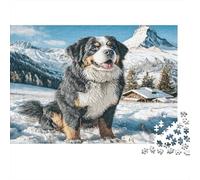 Chien Domestique Papier résistant Bouvier Bernois dans Les Montagnes enneigées Puzzle Décoration d’intérieur de Collection 52x38cm/1000 pièces