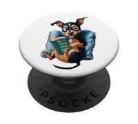 Chien drôle avec livre: Comment former votre humain. D PopSockets PopGrip Adhésif