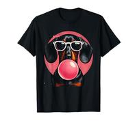 Chien drôle avec Lunettes de Soleil Bubble Gum Chiot Rose Art rétro T-Shirt