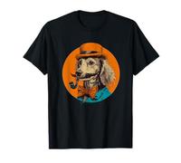 Chien Drôle avec Pipe à Tabac et Moustache Barbe pour Animaux T-Shirt